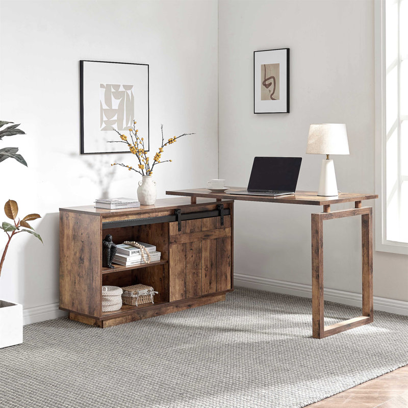 Bureau en forme de L, Brun