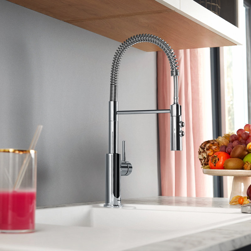 Catris Semi-Pro Pull-Down Dual-Spray Kitchen Faucet, Chrome