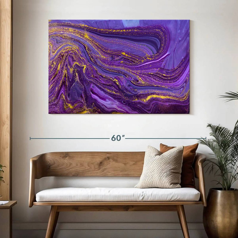Mauve abstrait - reproduction sur toile tendue, H 32 po x l 48 po x P 1,25 po