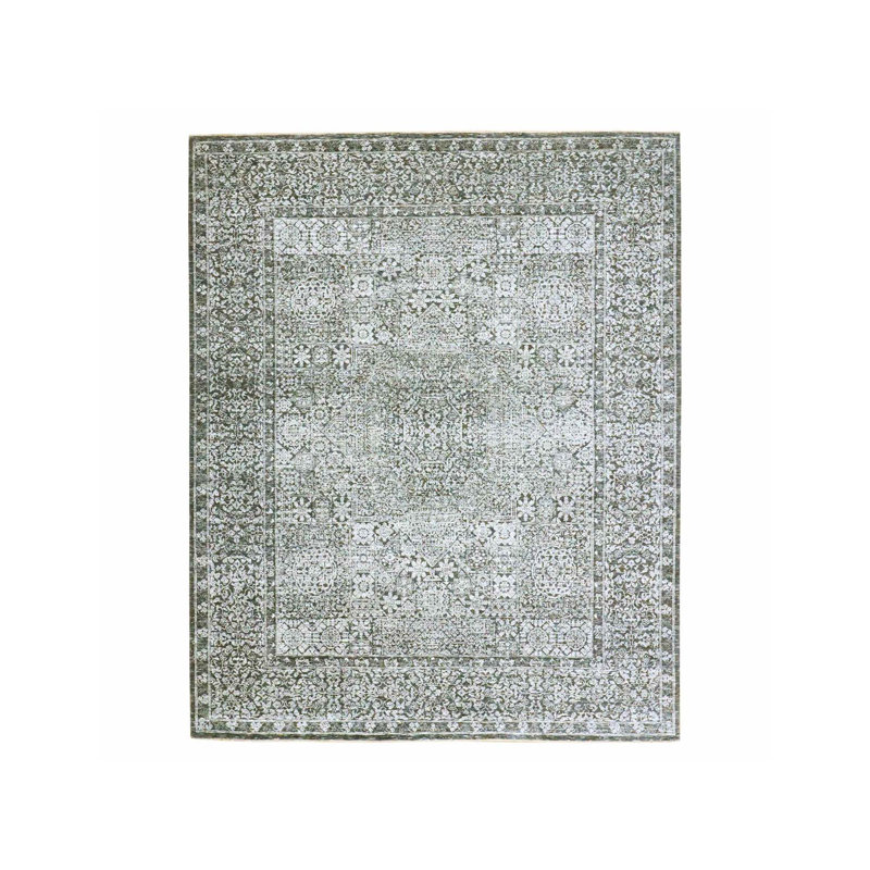 Tapis oriental rectangulaire gris en laine noué à la main 8 pi 2 po x 10 pi 2 po - MOA10276549