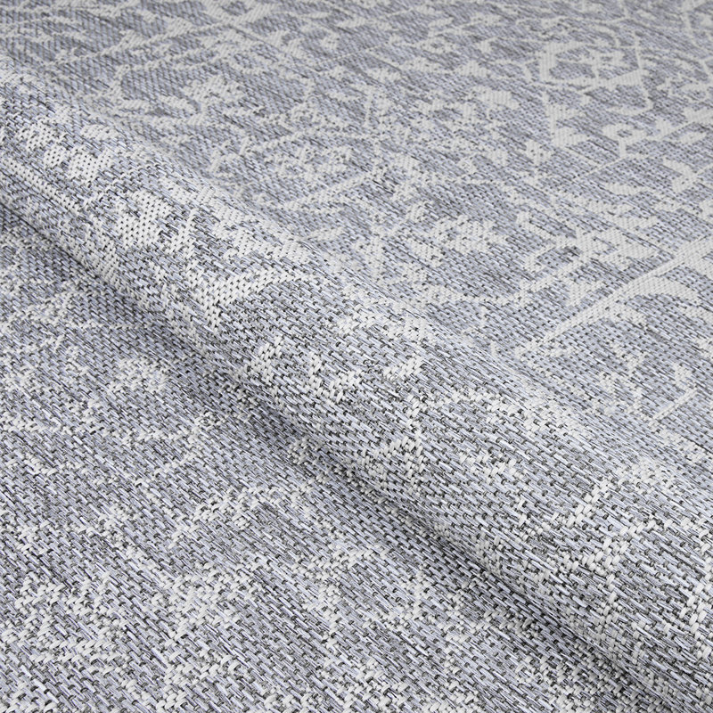 Kraatz Floral Grey Ivory Flatwoven Indoor Outdoor Area Rug, Rectangle 3'9" x 5'5"