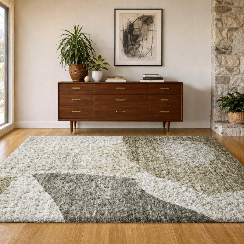 Tapis à poil long de qualité supérieure lavable à la machine ADS665, Taupe, 10' x 14'