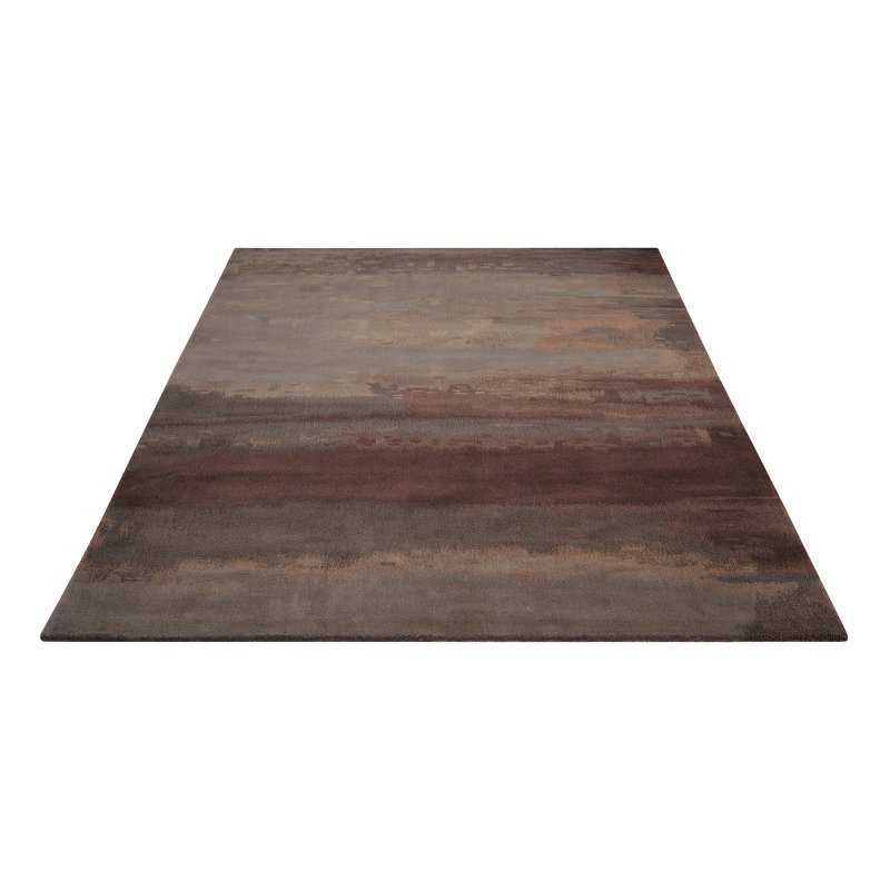 Wool Abstract Area Rug in Slate/Brown, Rectangle 1'6" x 2'3"