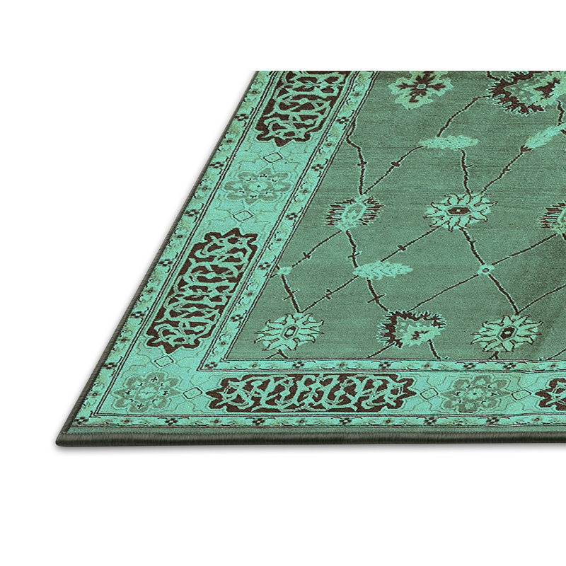 Tapis oriental en laine / polyester tissé à la machine en bleu, Rectangle 2 pi x 3 pi
