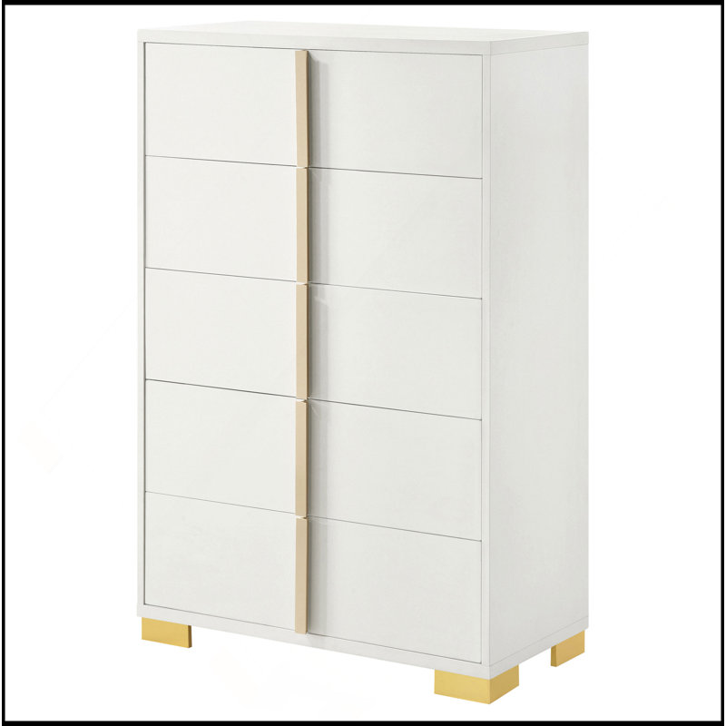 Commode blanche 5 tiroirs Medici, Blanc