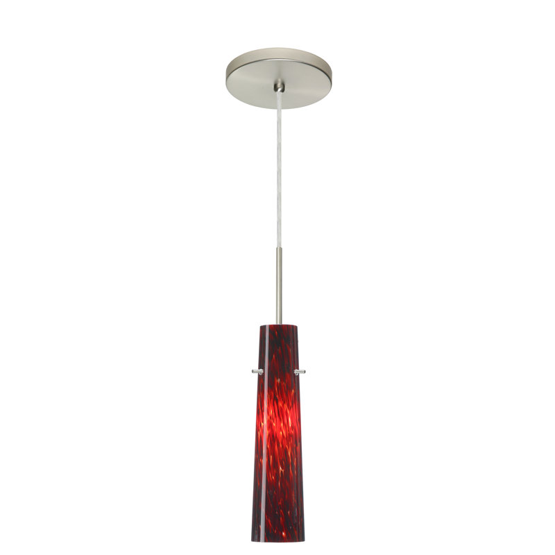 Marquette 1 - Light Single Pendant, Incandescent or Xenon, Satin Nickel, Amber Matte