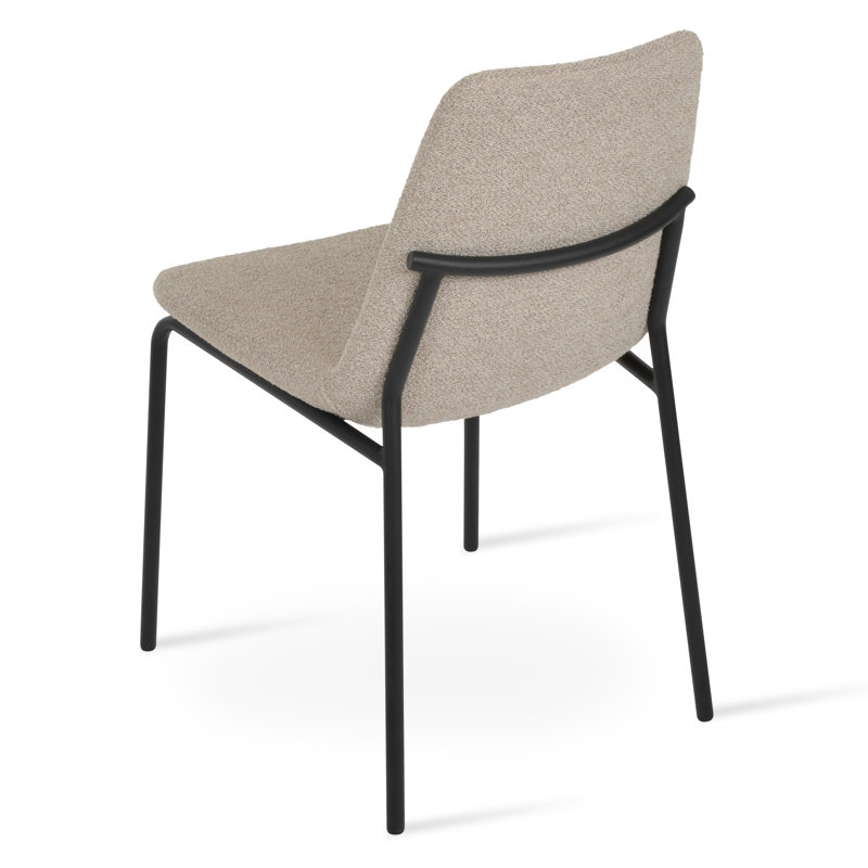 Eiffel Harris Side Chair in Beige Boucle, Chrome, Beige