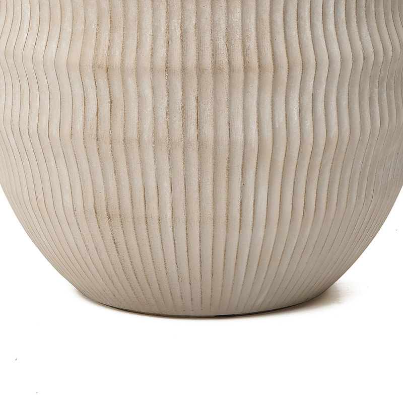 Textured MgO Planter, 15" Tall x 17.7" Diameter Pot for Indoor/Outdoor Decor