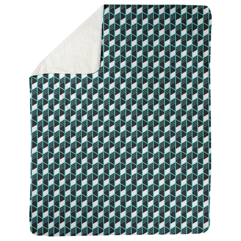 Couverture géométrique Katelyn Elizabeth, l 52,5 po x L 62,5 po, Bleu / noir