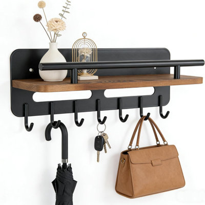 Metal Wall Organizer with Key Hooks
