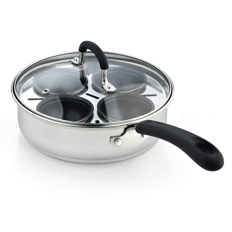 Poacher à oeuf en acier inoxydable 4 tasses cook n home
