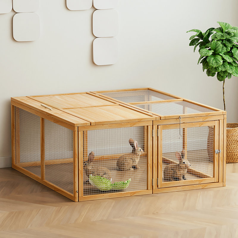 Cage à poulailler pliable en bois Leithow, Brun
