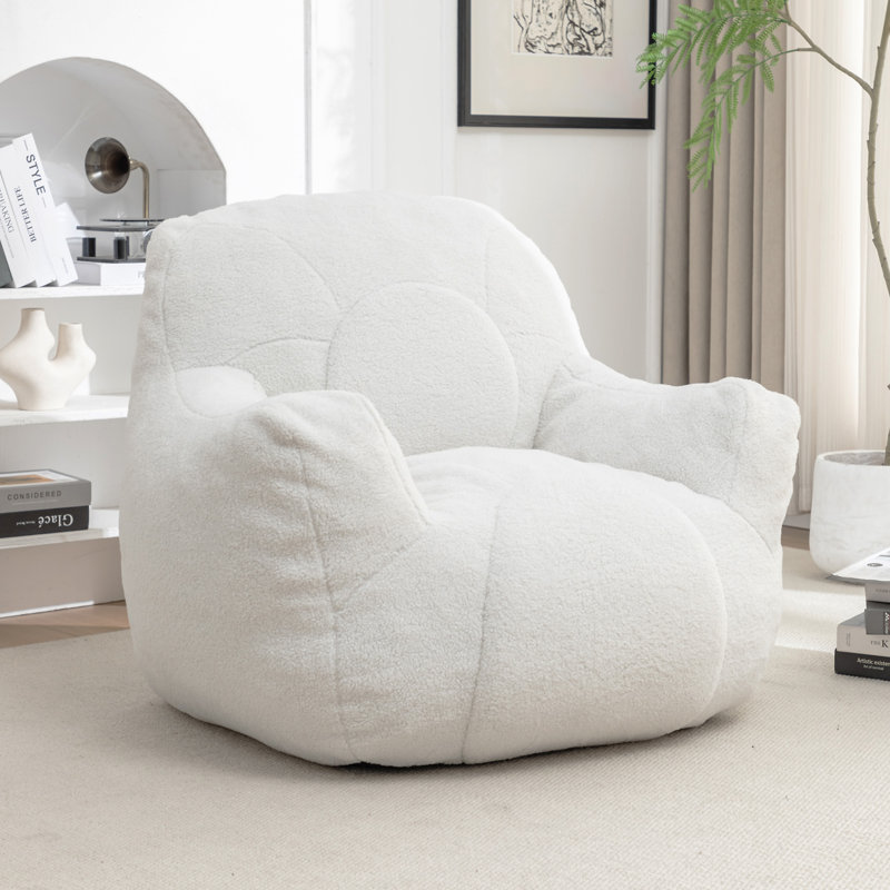 Fauteuil à billes avec rembourrage, H 30 po x l 41,4 po x P 37,8 po , Ourson blanc