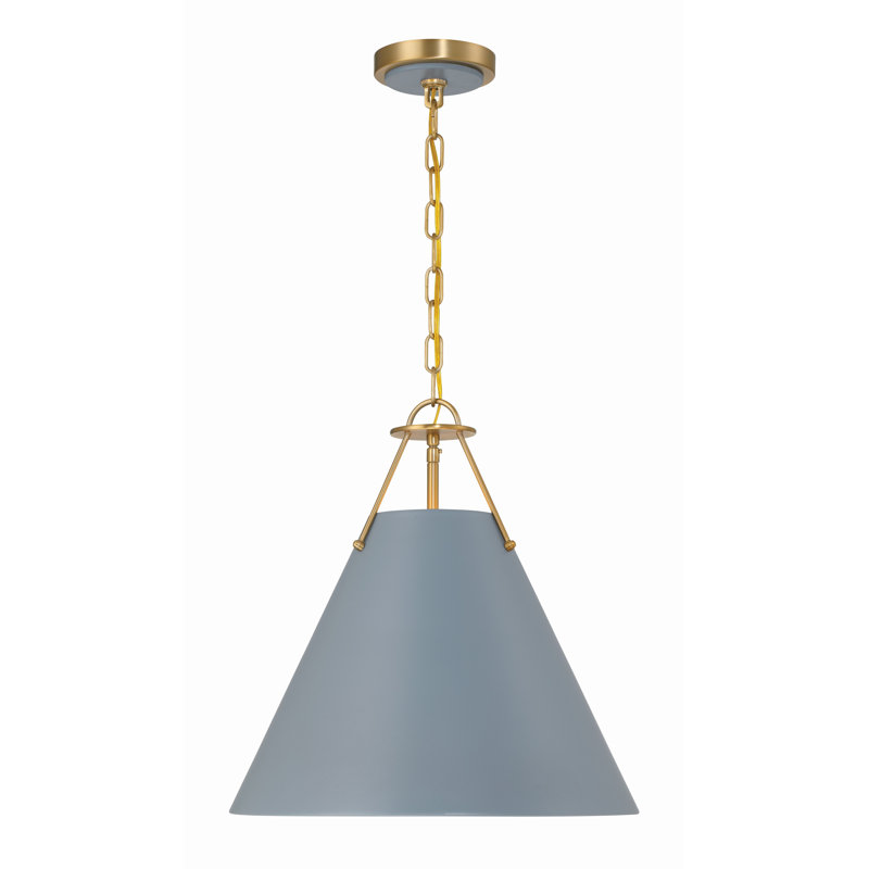 Luminaire suspendu conique à 3 lumières Kinston, Or, Bleu