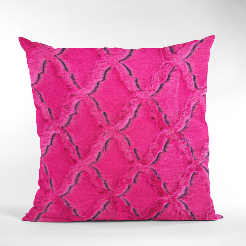 Animal Print Reversible Throw Pillow, Ikat, 20" x 20", Fuchsia/Purple