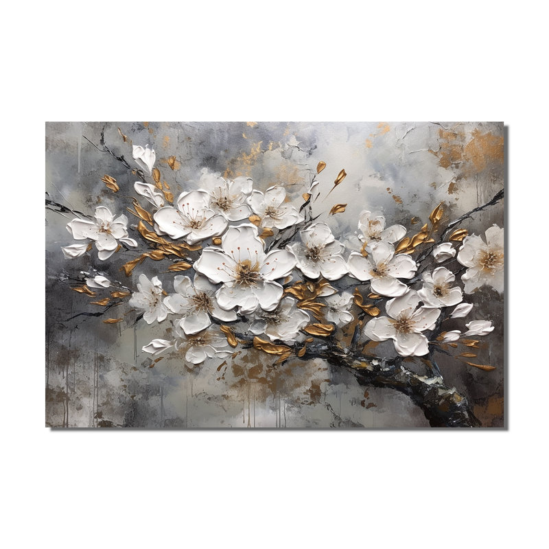 «White Grey Cherry Blossum Harmony I», impressions sur toile florales