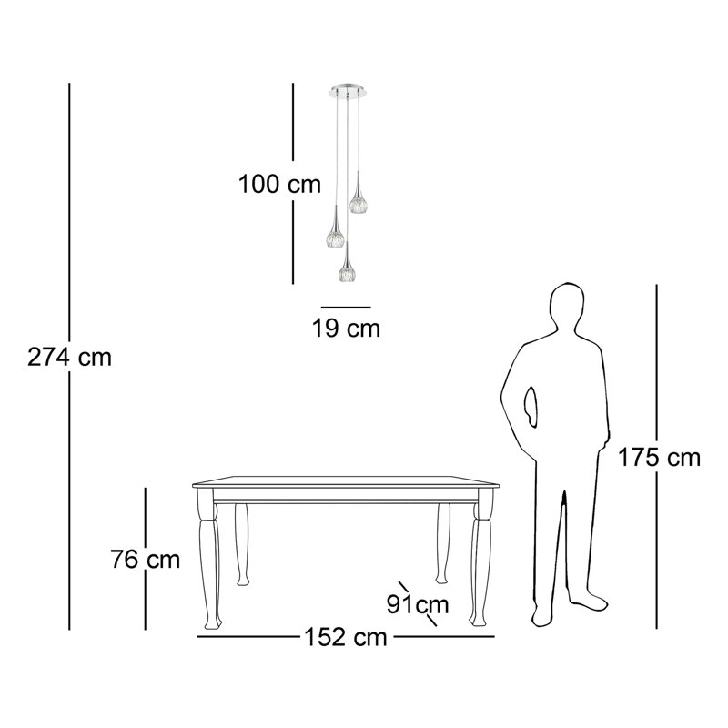 Loehr 3 - Light Cluster Pendant, Chrome