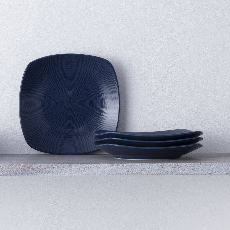 Assiettes à salade carrées colorées Noritake, 8 1/4 po, Bleu marine
