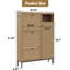 Armoire à chaussures en rotin avec 3 tiroirs rabattables, organisateur autoportant avec tablettes réglables, poignée en métal, étagère à chaussures étroite pour entrée et couloir