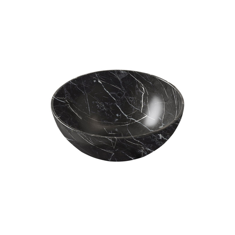 Bathroom Sink 14 Inch Round Vessel Sink with Stone Pattern Finish, Modern Countertop Bowl Sink for Vanity, Matte Black