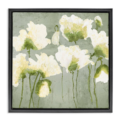 Cadre flottant moderne avec fleurs blanches, design par Vanessa Austin