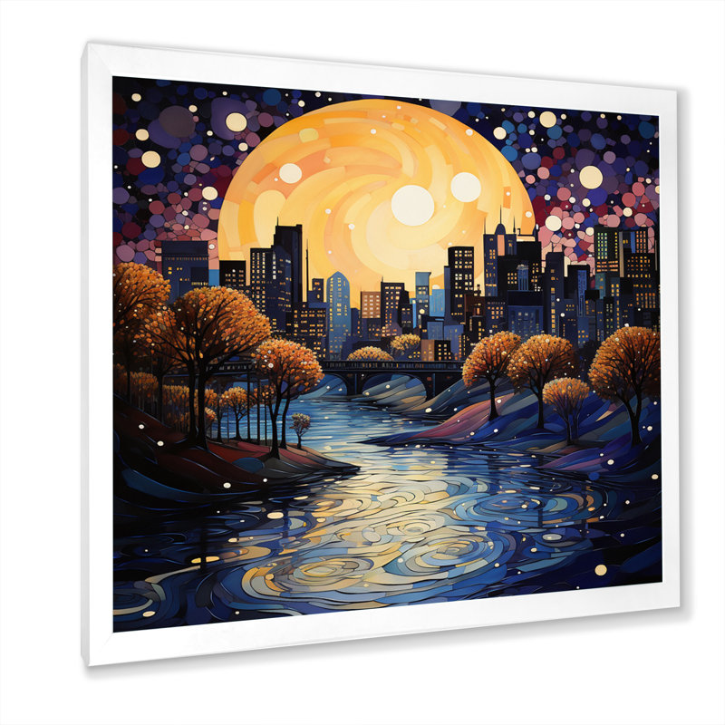 " Harlem Renaissance Reflections Pointillism III ", 36" H x 36" W x 1.5" D, White Single Picture Framed