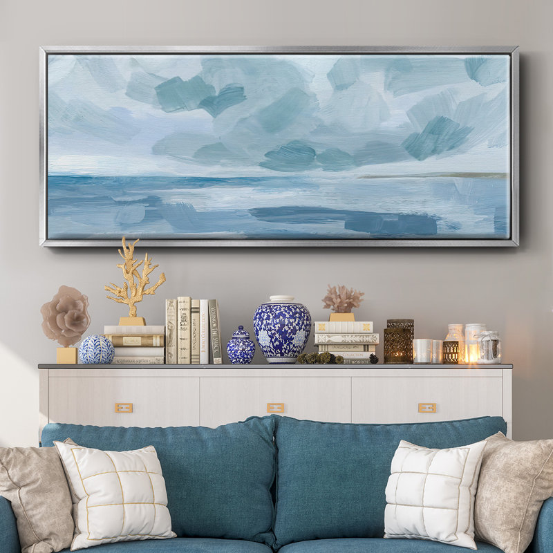Calm Seascape II- Framed Canvas, 20" H x 50" W