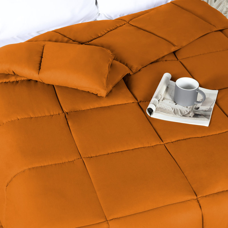 Édredon en duvet synthétique toutes saisons Grand Down - moelleux et hypoallergénique, Édredon simple, Poussière d'orange