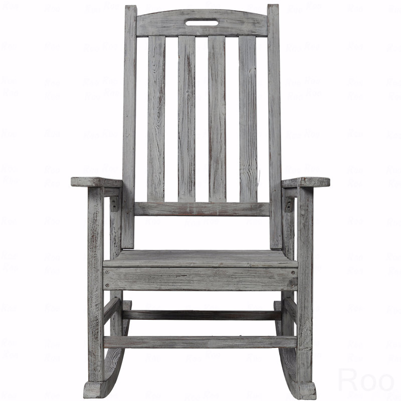 Outdoor Patio Rocker Chair, Oversized Porch Rocker With Wide Seat And Tall Backrest, High Back Smooth Rocking, Gray