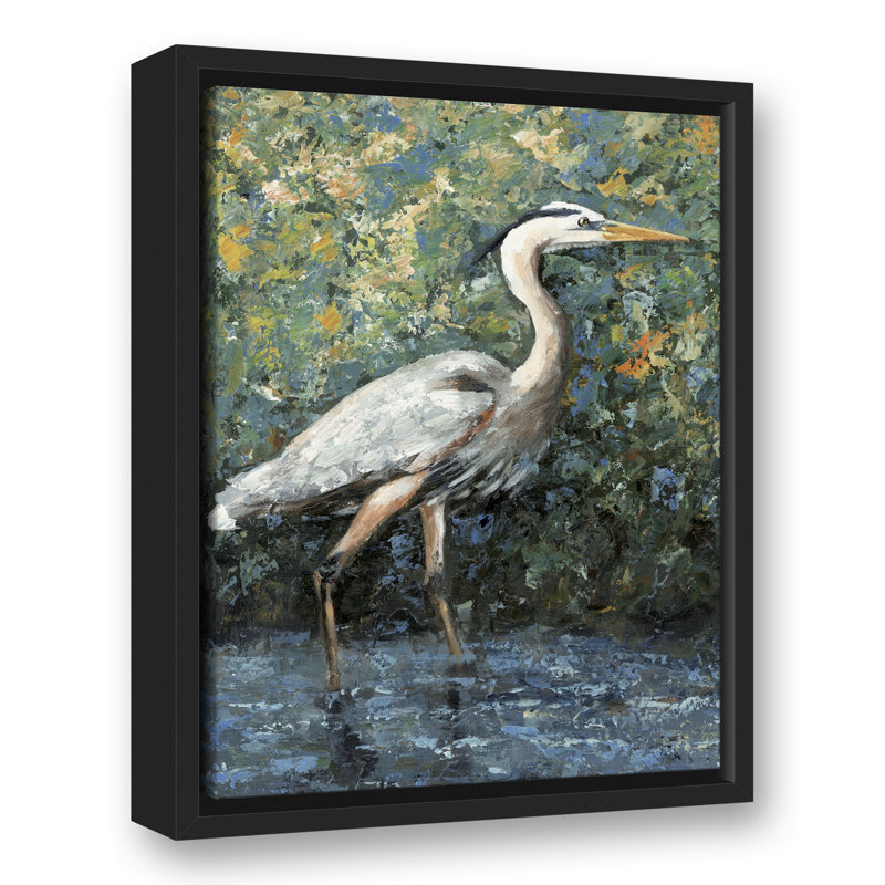 " Heron ", 18" H x 12" W, Black Framed