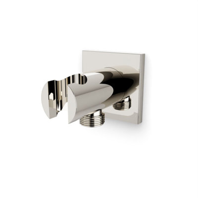Shower Wall Outlet And Holder With Square Escutcheon Brushed Nickel