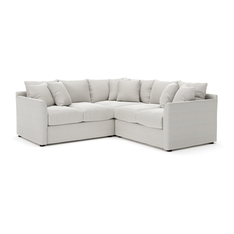 Canapé modulaire de coin large 95 po Cecelia, Orienté à droite, Tissage natté ivoire Drusky Sustain®