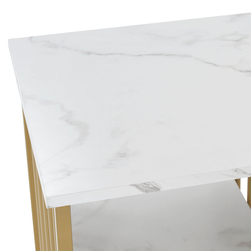 Modern Vanity Makeup Desk, Nail Desk with Drawers and Metal Frame