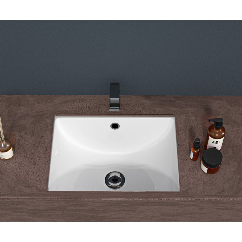 Lavabo de salle de bain rectangulaire encastré en céramique blanche avec trop-plein 20,25 po x 15 po