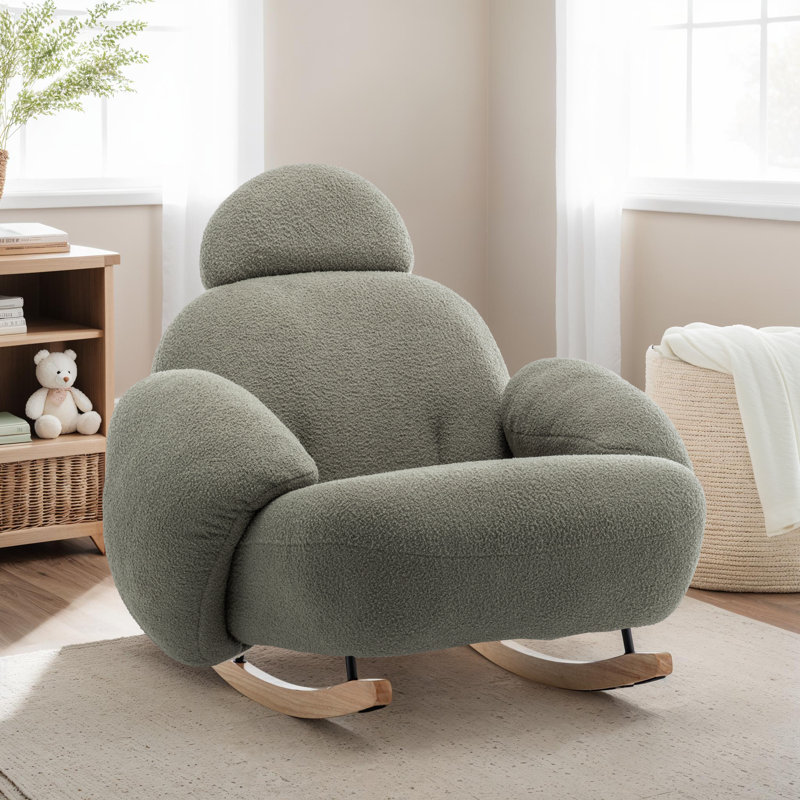 Deshanay Rocking Chair, Sage Green Teddy