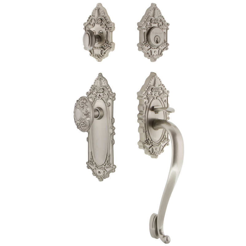 Ensemble de poignées Grande Victorian avec pêne dormant cylindrique simple et poignée en S avec poignée Grande Victorian