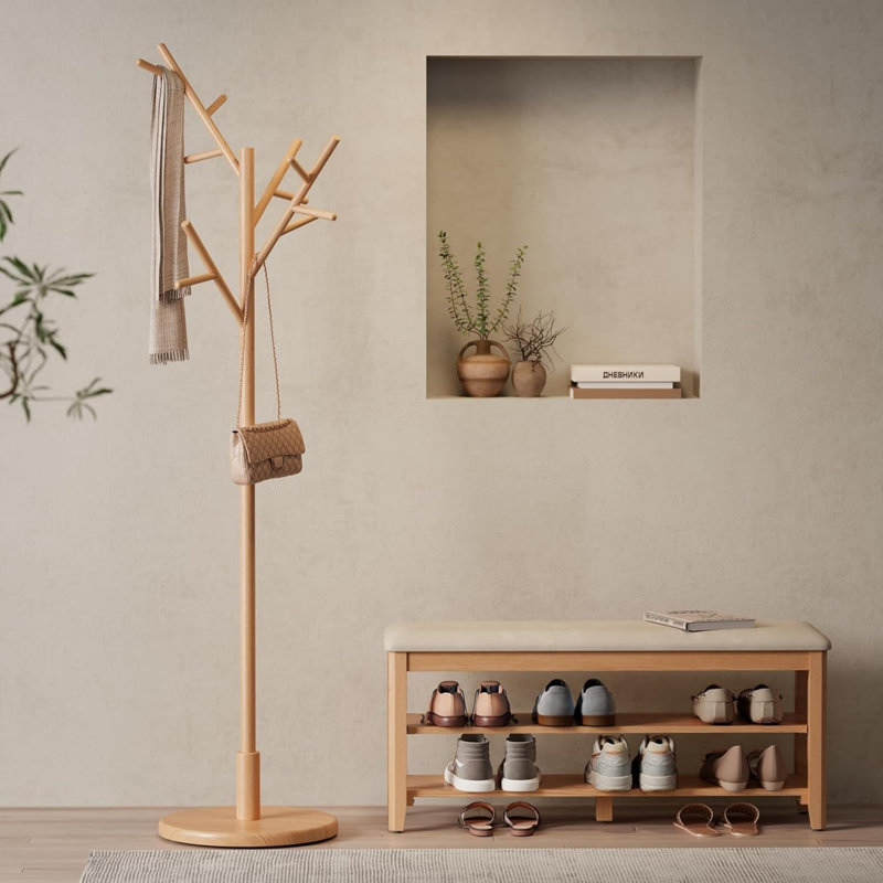 Solid Wood Freestanding 12 - Hook, Beige