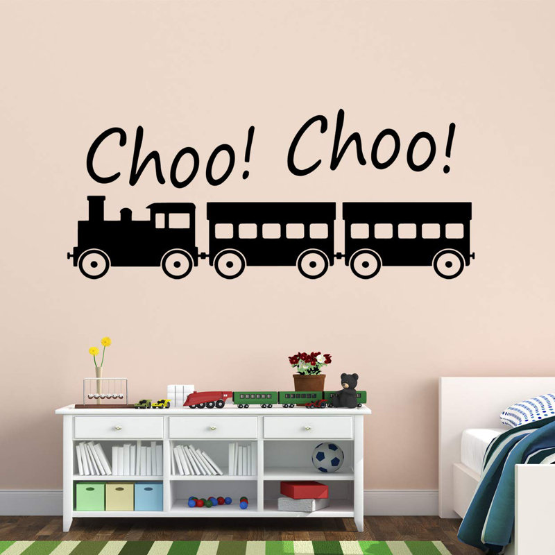 Décalcomanie murale Anadarko Choo Choo Train, H 18 po x l 40 po x P 0,01 po, Noir