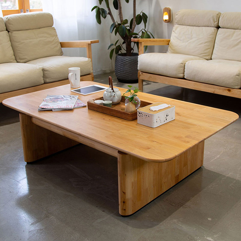 Table basse moderne en bois massif Modern Burlywood, H 15,75 po x L 47,27 po x l 23,62 po