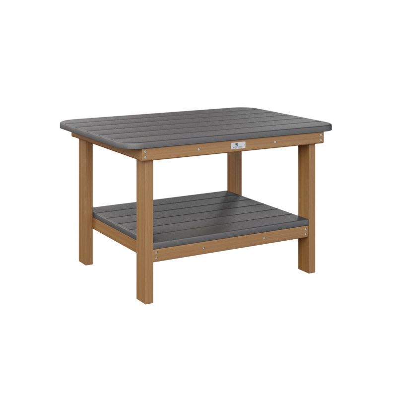 Outdoor Rectangle Coffee Table, Smoke Gray, Natural Teak
