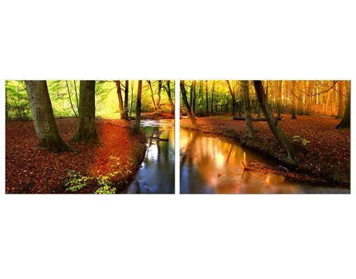 2-tlg. Leinwandbilder-Set Autumn Fairytale