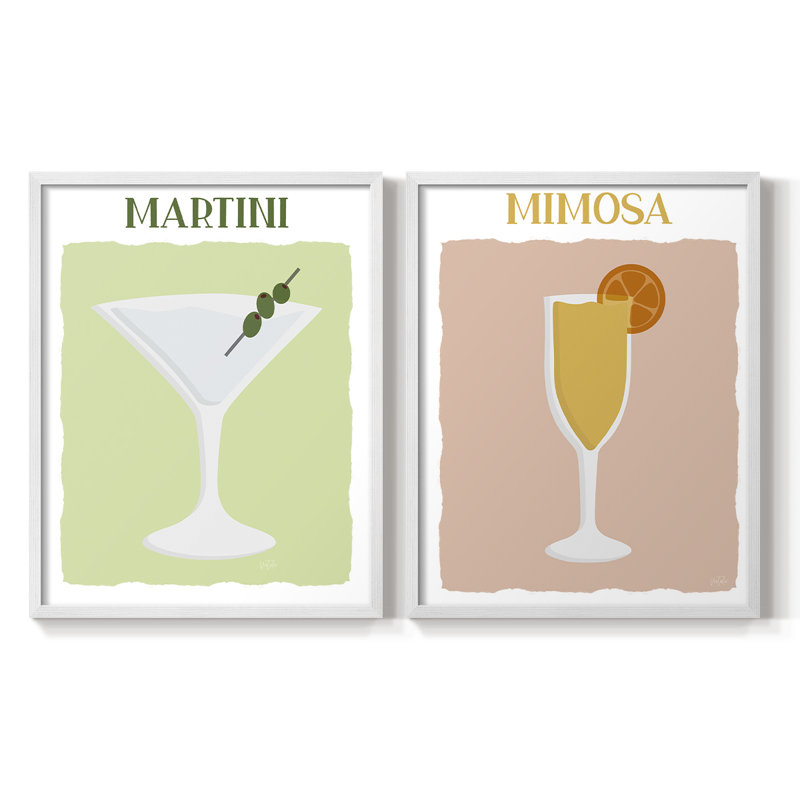 Martini - reproduction encadrée de qualité supérieure - prête à être accrochée - aucun clou requis - aucun clou requis, Blanc