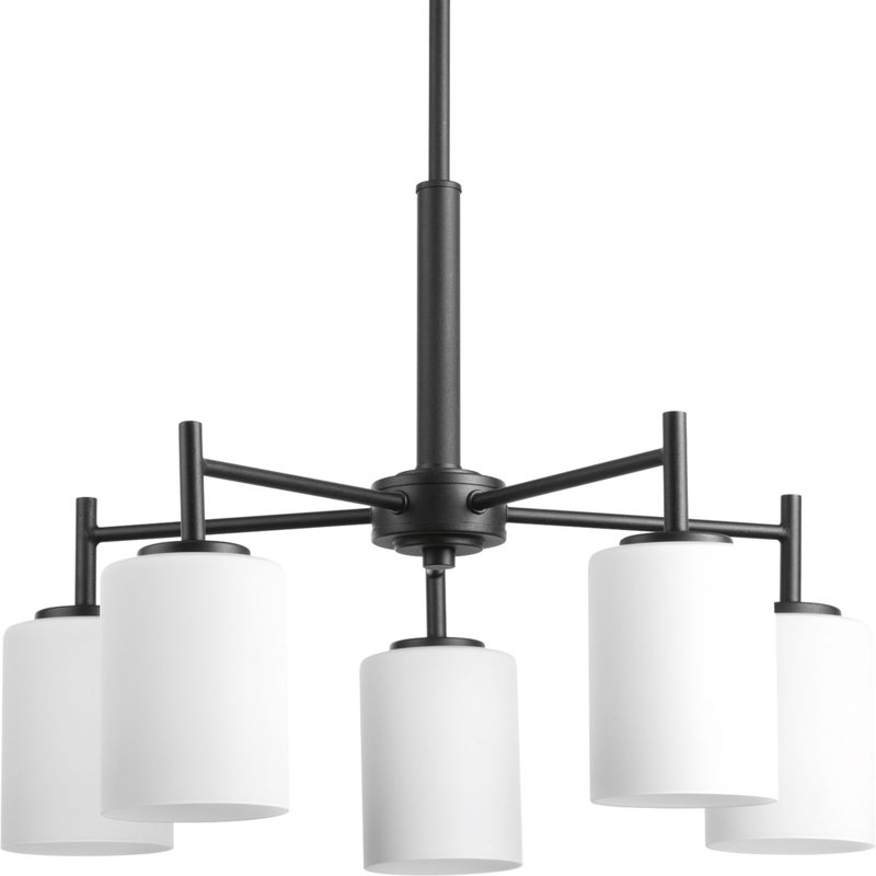 5 - Light Steel Dimmable Chandelier, Black, 5