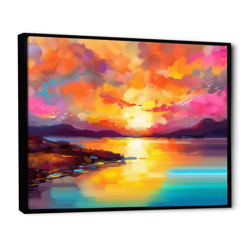 Coucher de soleil avec des reflets colorés II - Coastal Sunset, reproduction sur toile, H 30 po x l 40 po, Noir