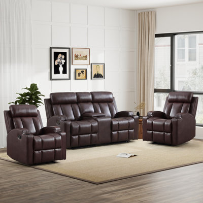 3-Piece Modern Manual Reclining Living Room Set