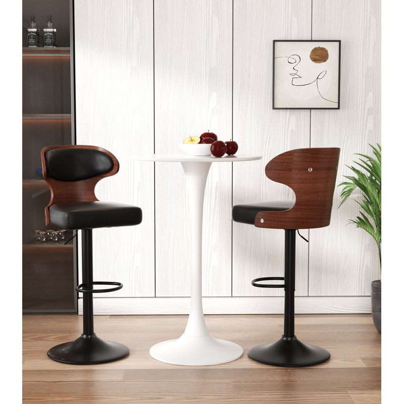 Tabourets de bar pivotants avec dossier Olivetti, Noir, 2, Noir