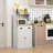 Kitchen Cabinet For Dishes - White With Drawer And Adjustable Shelf Modern Home 24" W X 13.8" D 49.4" H Dimensions