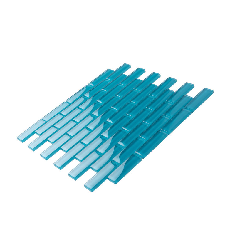 1" x 3" Glass Brick Joint Mosaic Wall & Floor Tile, Sea Blue