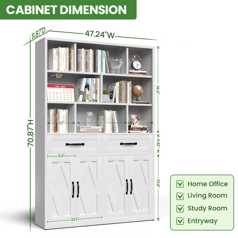 Bibliothèques avec portes au sol pour bureau à domicile, salon