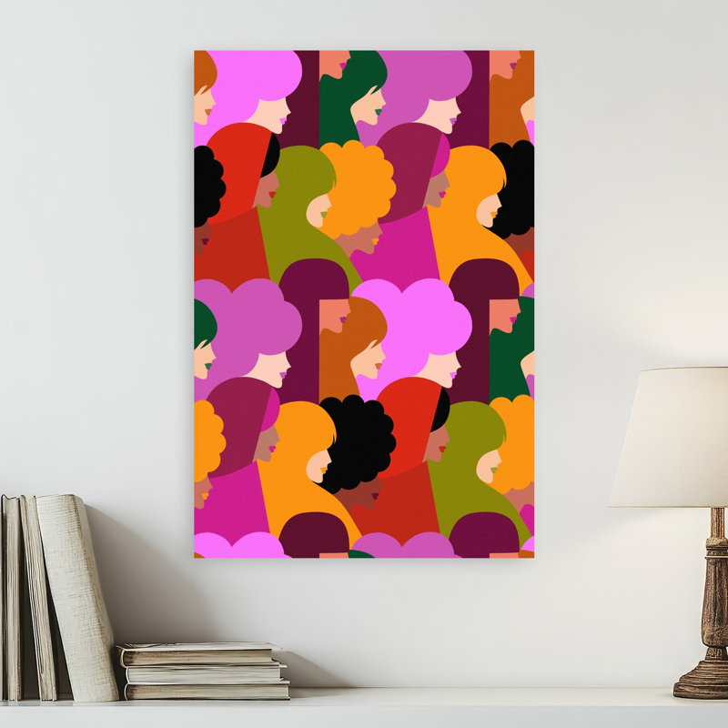 Profils de femmes diverses - Affiche murale abstraite, audacieuse et colorée, 24" H x 16" W